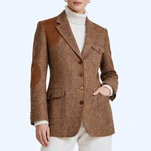 Christopher Dawes Soft Tweed Blazer Pure New Wool Elbow Patches England Made